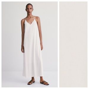 NWT. Massimo Dutti White Strappy Maxi Dress Back Detail. Size XS.